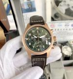 AAA Quality IWC Pilots Spitfire Chronograph Watch Rose Gold Green Dial